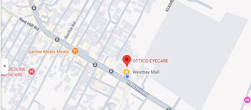 Map showing Ottico Eyecare clinic location in Gachie, serving Ruaka, Gigiri, and Runda